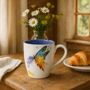 Dean Crouser Butterfly Kaleidoscope Mug – Handcrafted Stoneware Cup